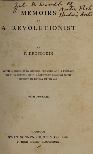 Memoirs of a revolutionist (1906, Swan Sonnenschein)