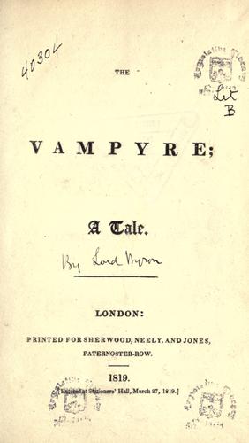 The vampyre (1819, Sherwood, Neely, and Jones)