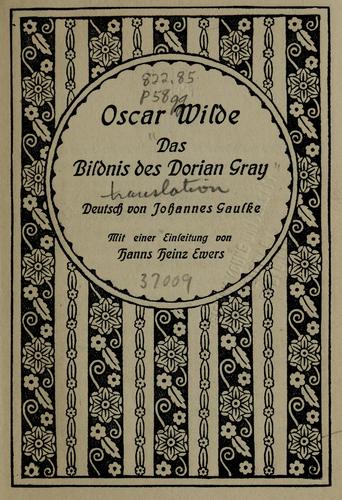 Das Bildnis des Dorian Gray (German language, 1912, Ullstein)